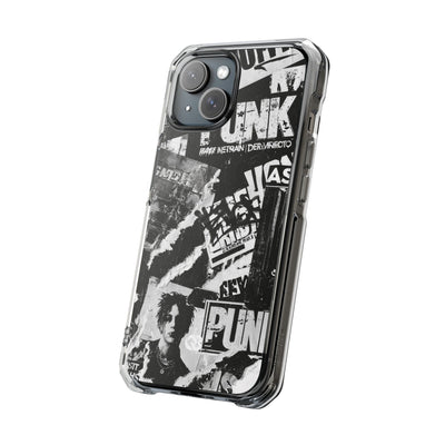 Underground Punk Collage · Clear Impact Magnetic Phone Case for iPhone · Black