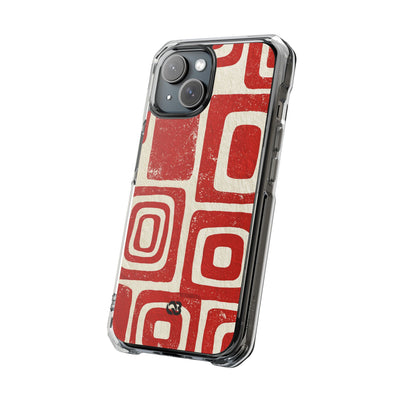 Vermilion Block Motif · Clear Impact Magnetic Phone Case for iPhone · Red