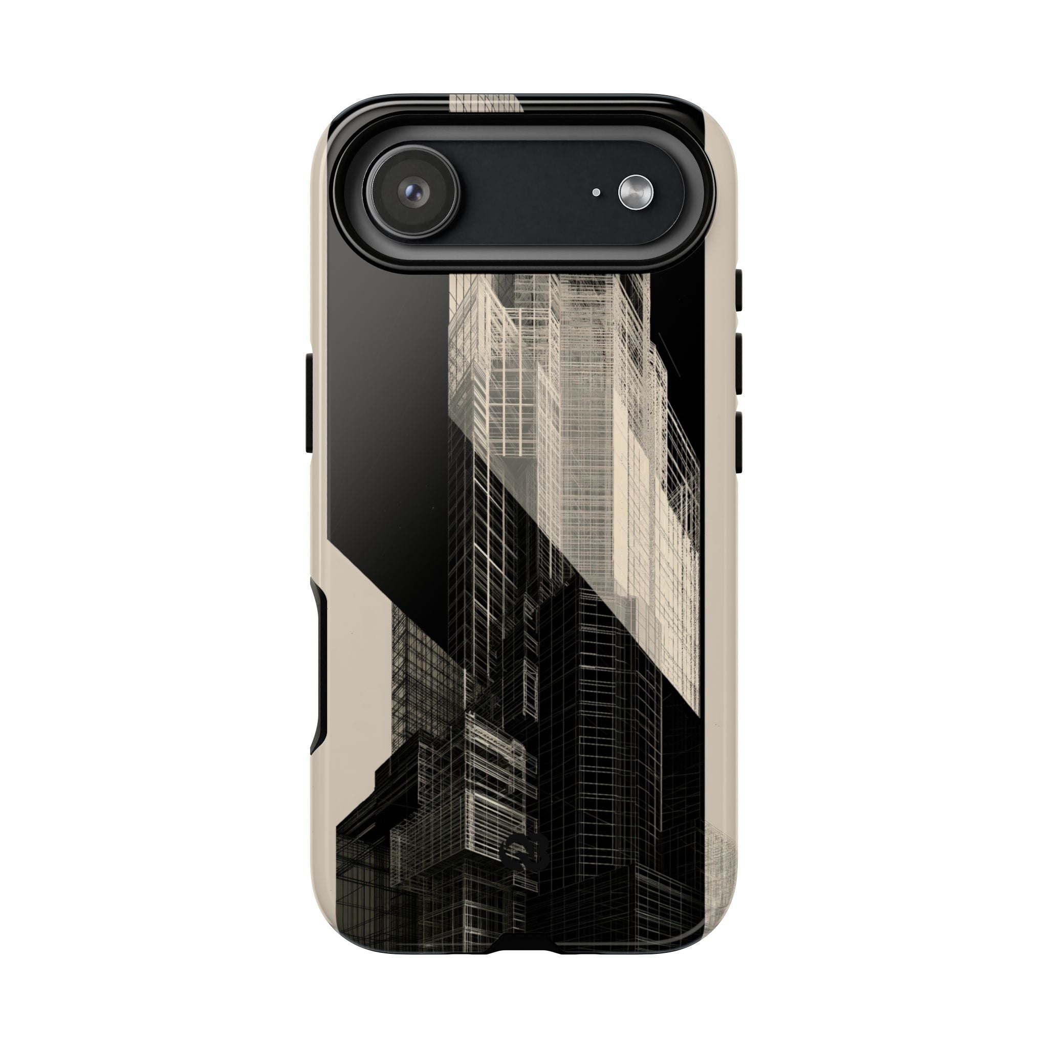 Beige Tough Phone Case for iPhone - Monolith Urban Grid