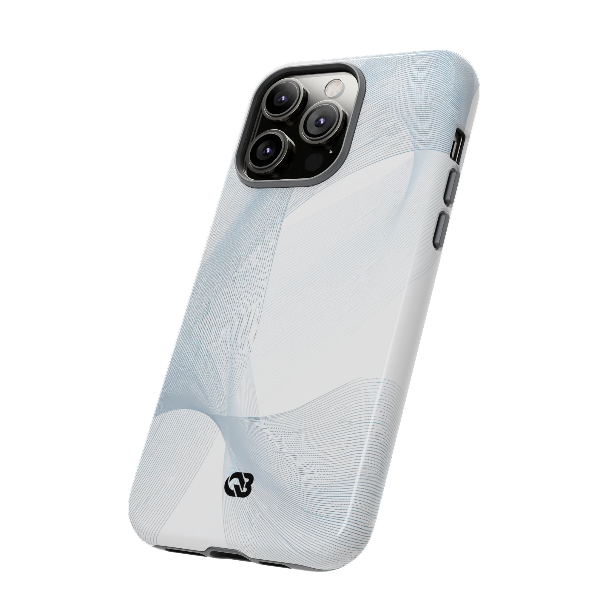 White Tough Phone Case for iPhone - Arctic Line Current