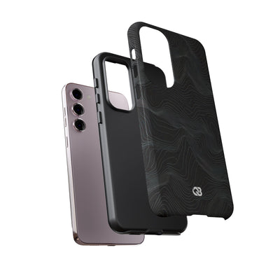 Black Tough Phone Case for Samsung - Obsidian Topo Wireframe