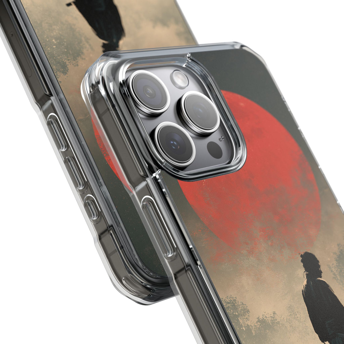 Crimson Moon Ronin · Clear Impact Magnetic Phone Case for iPhone · Red