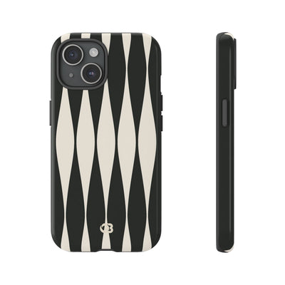 Black Tough Phone Case for iPhone - Ivory Spindle Grid