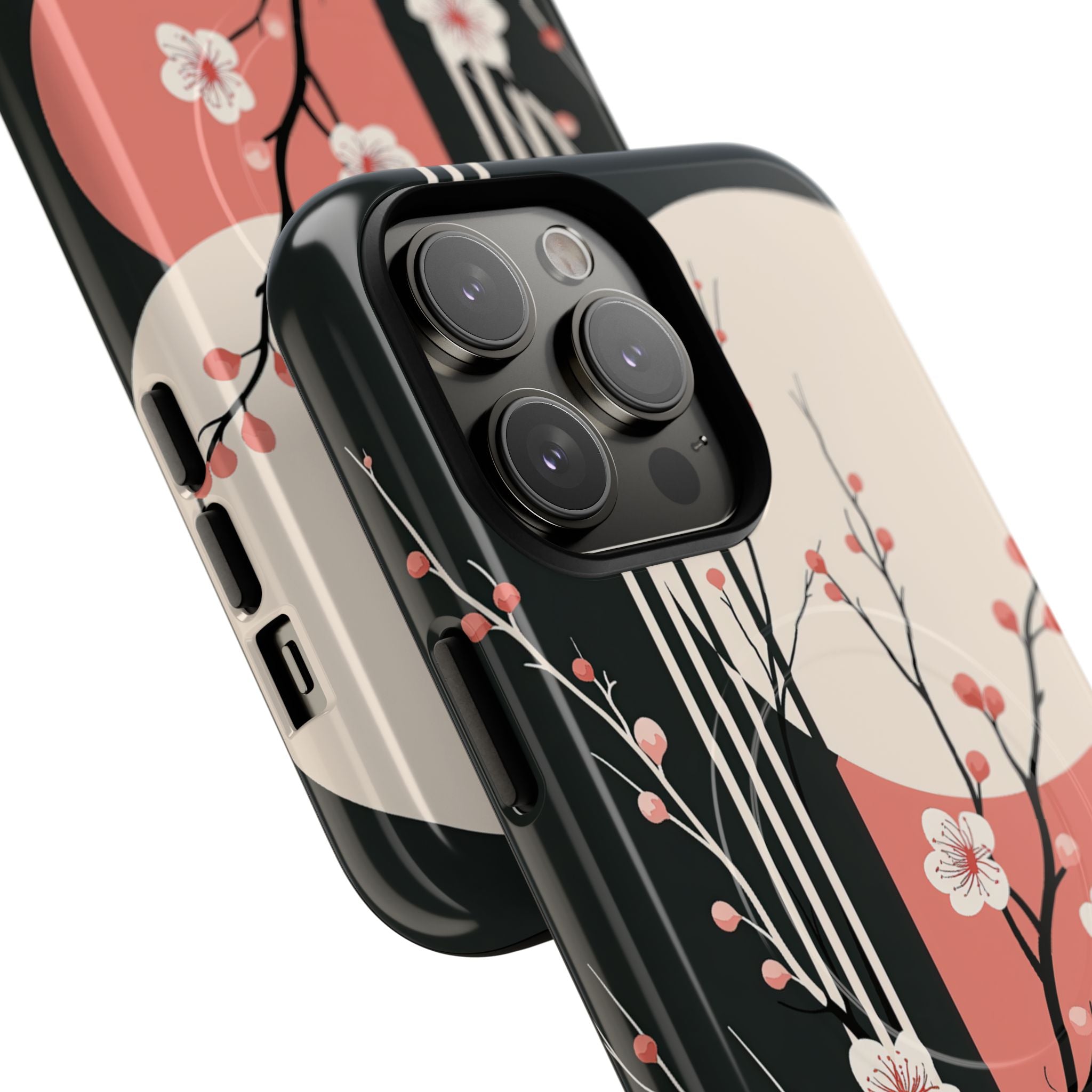 Black Tough 2.0 Magsafe Phone Case for iPhone - Kyoto Midnight Blossom