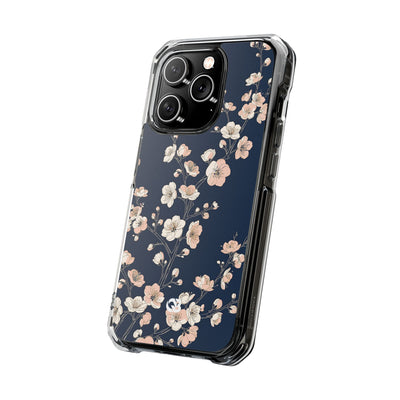 Midnight Plum Blossom · Clear Impact Magnetic Phone Case for iPhone ·  Blue