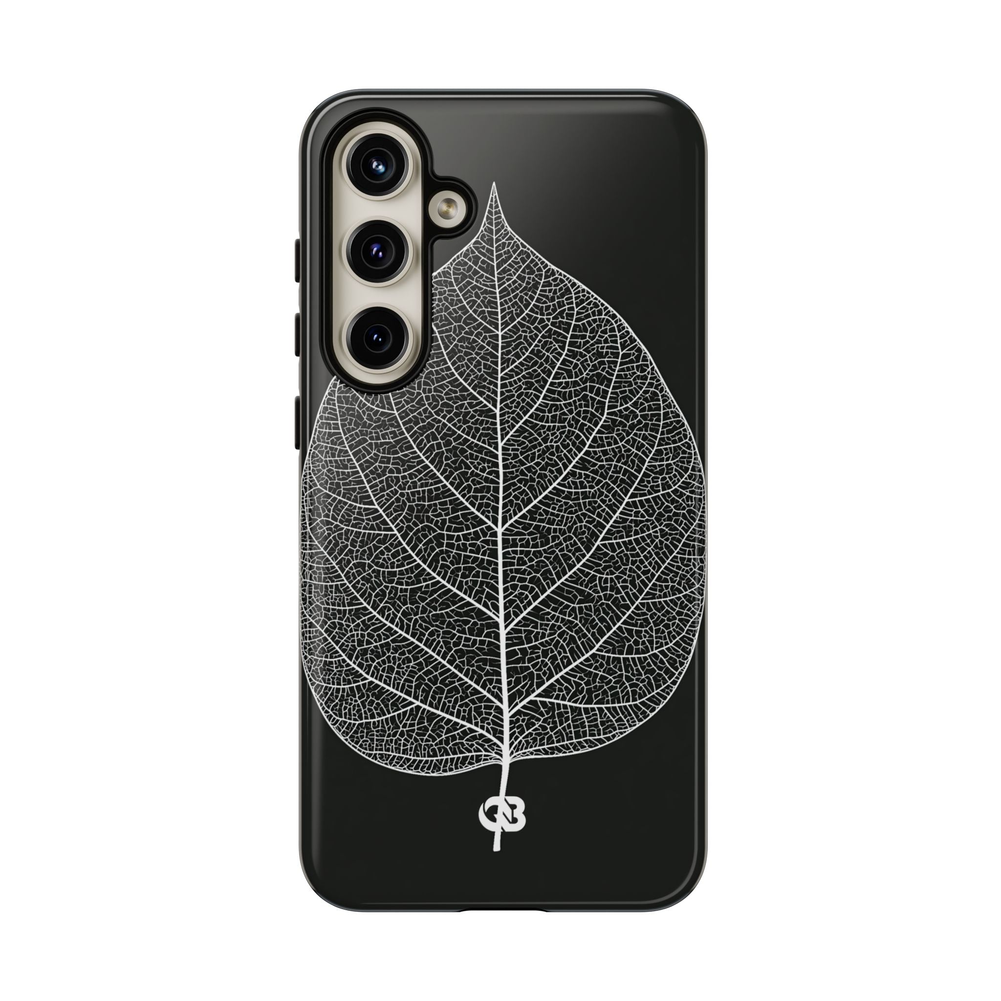 Black Tough Phone Case for Samsung - Bleached Leaf Lattice