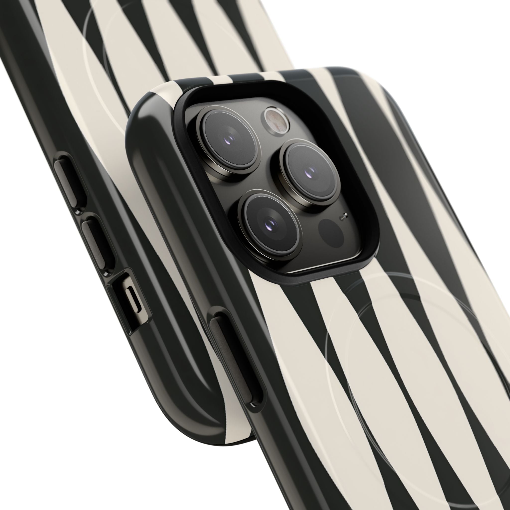 Black Tough 2.0 Magsafe Phone Case for iPhone - Ivory Spindle Grid