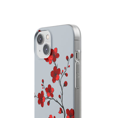 Grey Lite Phone Case for iPhone - Crimson Blossom Onyx