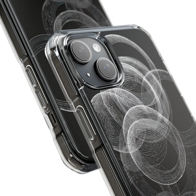 Black Impact MagSafe Phone Case for iPhone - Kinetic Wireframe Orbit