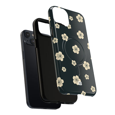 Teal Tough 2.0 Magsafe Phone Case for iPhone - Obsidian Cream Petals