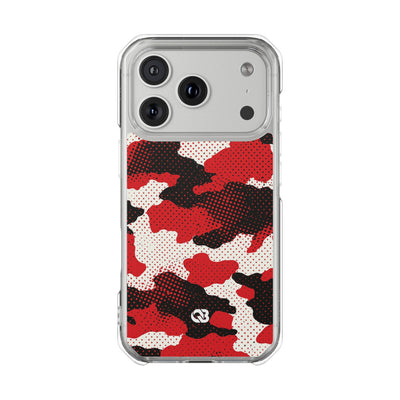 Crimson Halftone Camo · Clear Impact Magnetic Phone Case for iPhone · Red