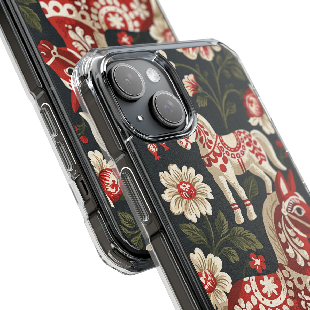 Nordic Dala Meadow · Clear Impact Magnetic Phone Case for iPhone · Red