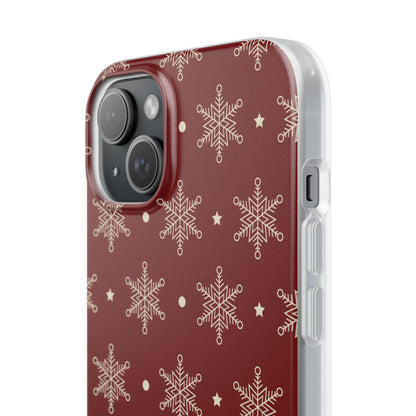 Cream Snowflake Crimson iPhone 15 Plus Case - Soft