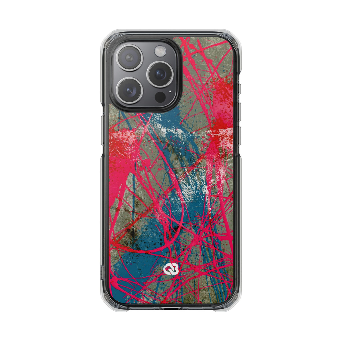Neon Static Drip · Clear Impact Magnetic Phone Case for iPhone · Pink