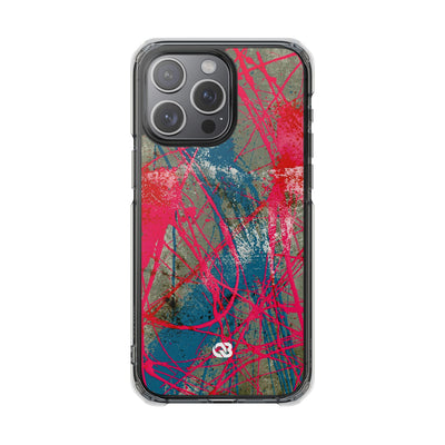 Neon Static Drip · Clear Impact Magnetic Phone Case for iPhone · Pink