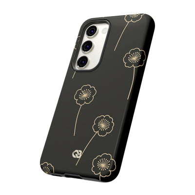 Black Tough Phone Case for Samsung - Obsidian Sand Petals