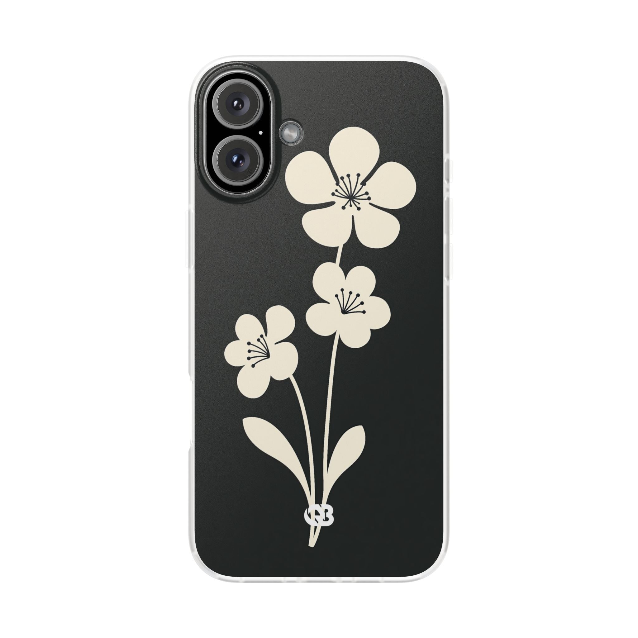 Black Lite Phone Case for iPhone - Obsidian Cream Bloom