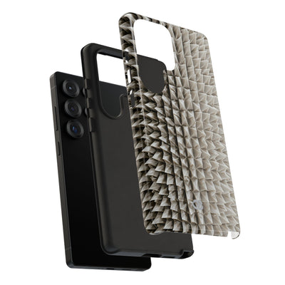 Beige Tough Phone Case for Samsung - Bone Spiked Grid