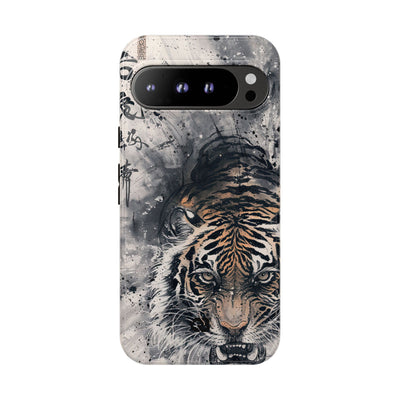 Fierce Ink Tiger · Tough Phone Case for Pixel ·  Beige