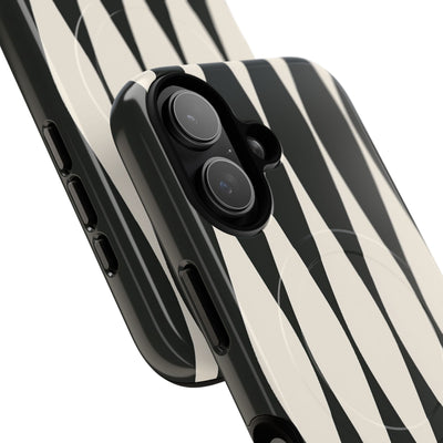 Black Tough 2.0 Magsafe Phone Case for iPhone - Ivory Spindle Grid
