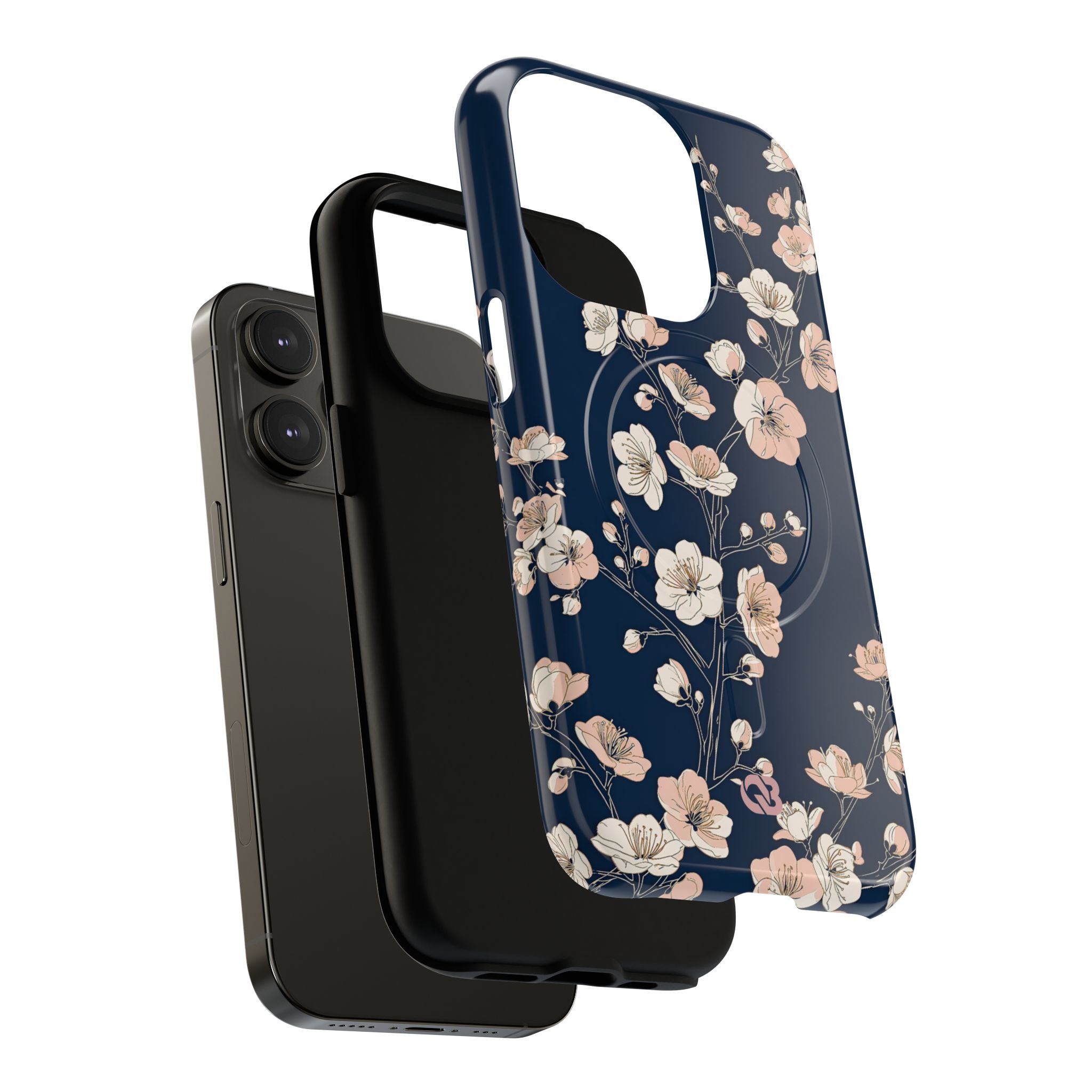 Blue Tough 2.0 Magsafe Phone Case for iPhone - Midnight Peach Sakura