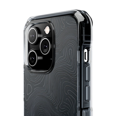 Black Impact MagSafe Phone Case for iPhone - Obsidian Ridge Topo