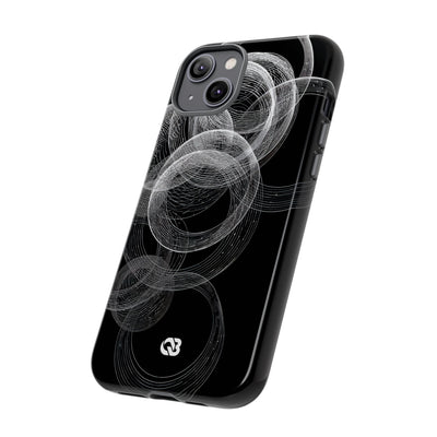 Black Tough Phone Case for iPhone - Kinetic Wireframe Orbit