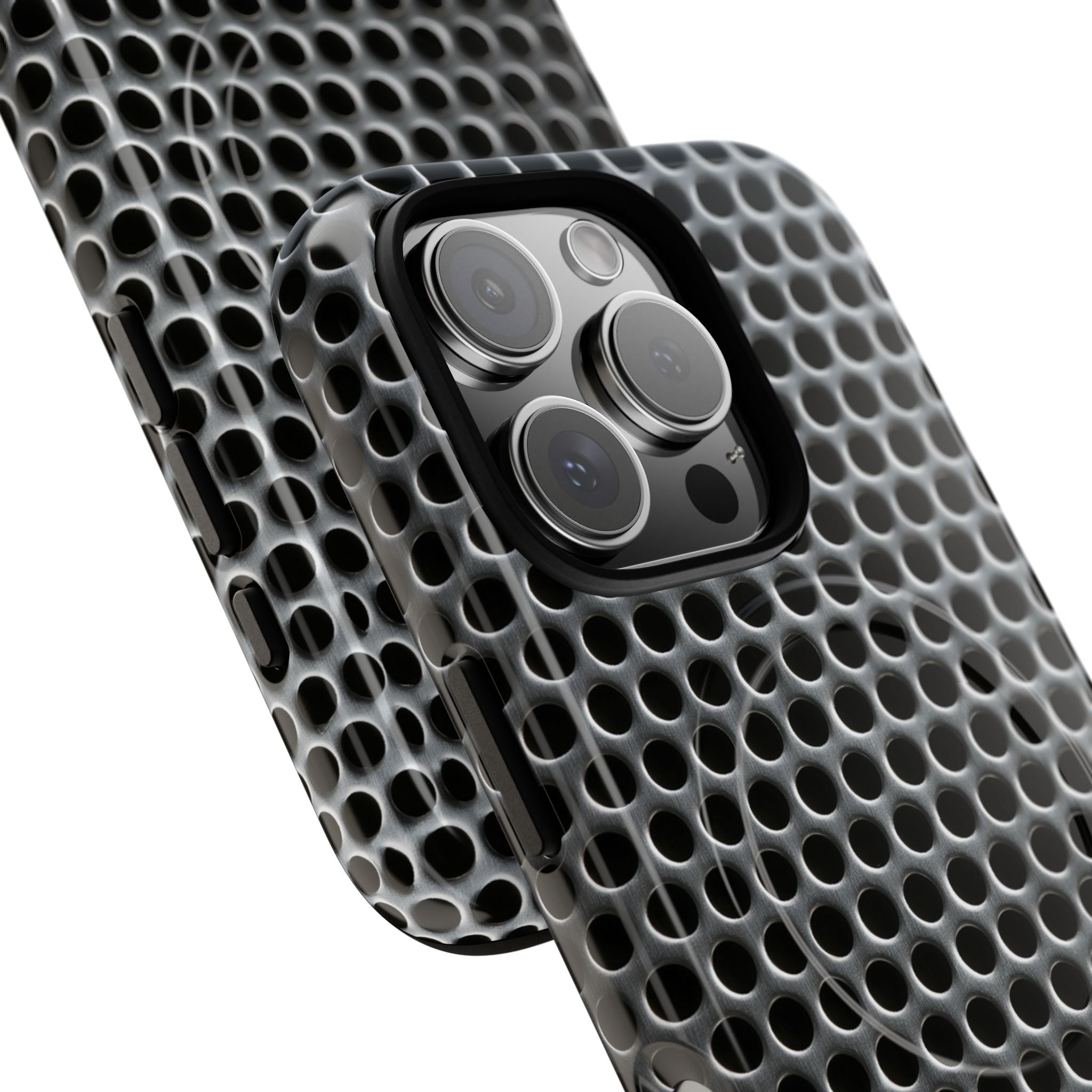 Silver Tough 2.0 Magsafe Phone Case for iPhone - Brutalist Steel Mesh