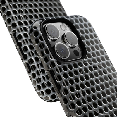 Silver Tough 2.0 Magsafe Phone Case for iPhone - Brutalist Steel Mesh