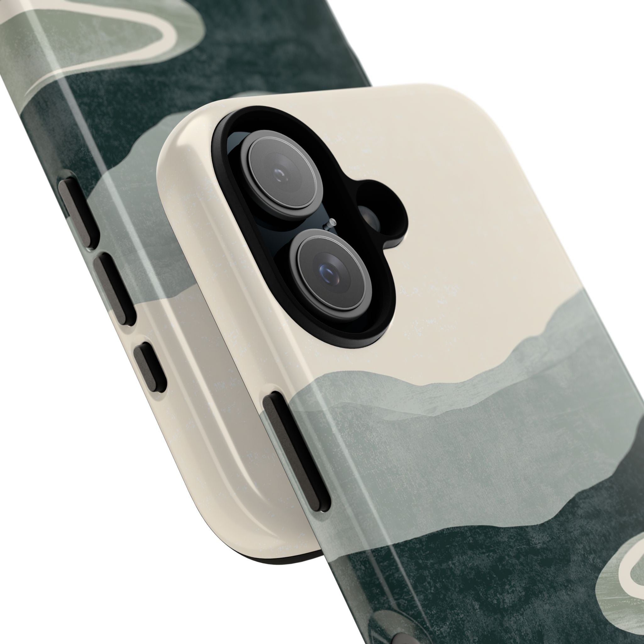 Green Tough Phone Case for iPhone - Misty Sage Valley