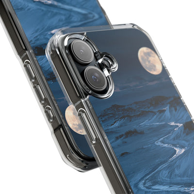 Arctic Moon Drift · Clear Impact Magnetic Phone Case for iPhone · Blue