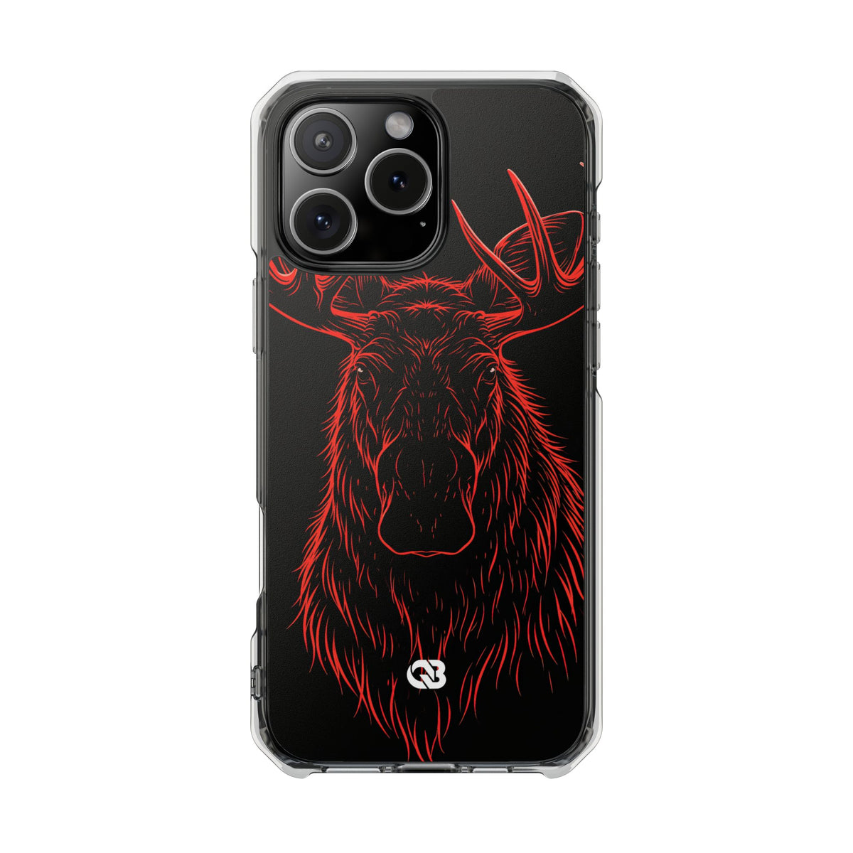 Nordic Moose Contour · Clear Impact Magnetic Phone Case for iPhone ·  Red