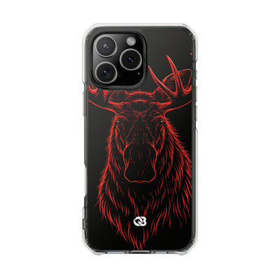 Nordic Moose Contour · Clear Impact Magnetic Phone Case for iPhone ·  Red