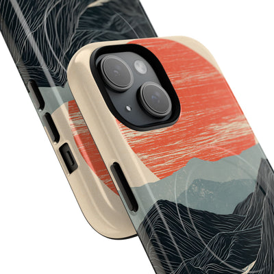 Beige Tough 2.0 Magsafe Phone Case for iPhone - Crimson Ridge Flow