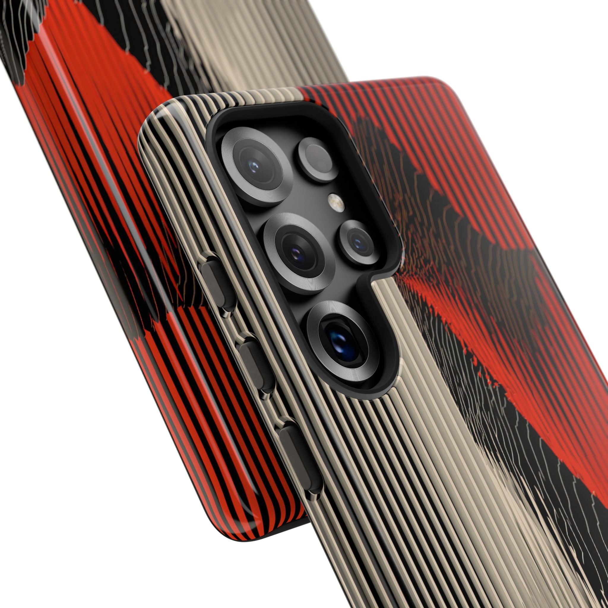 Red Tough Phone Case for Samsung - Crimson Pulse Topo