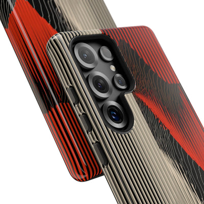Red Tough Phone Case for Samsung - Crimson Pulse Topo