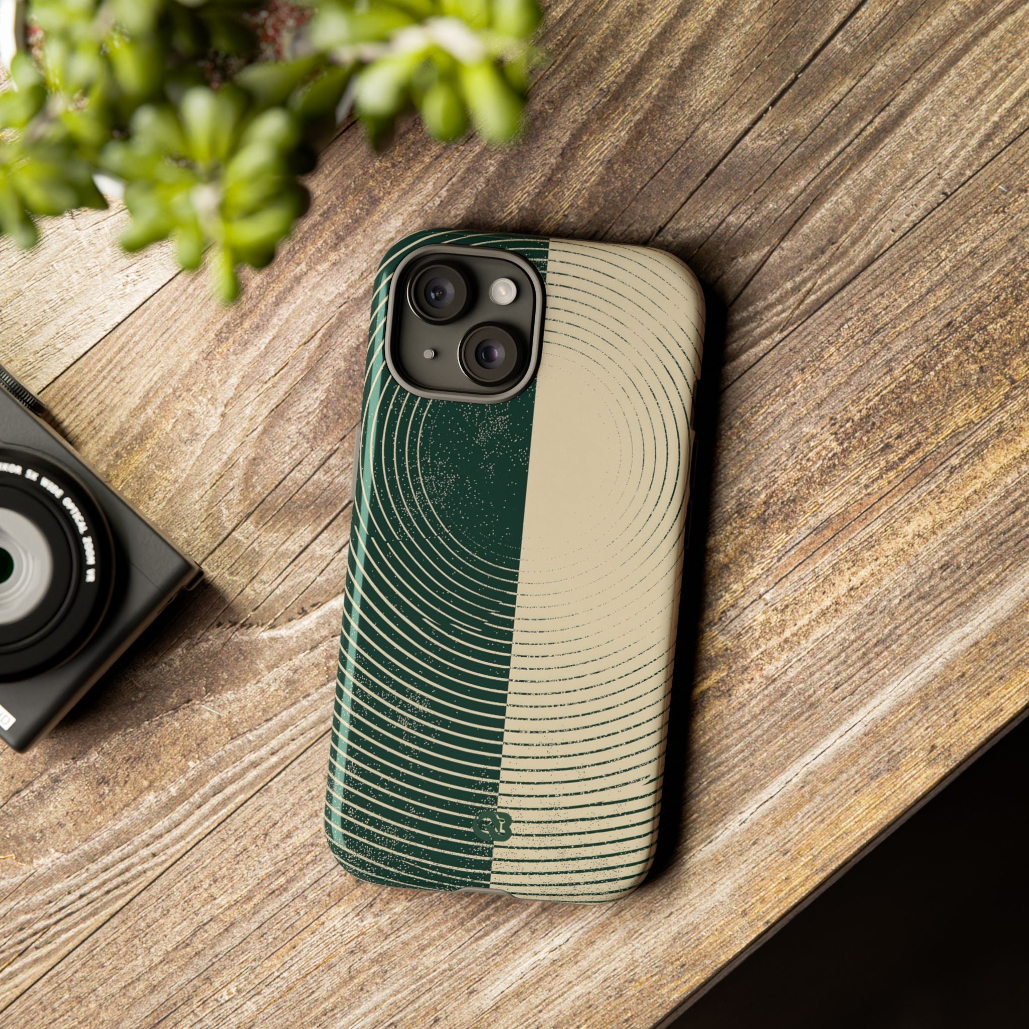 Green Tough Phone Case for iPhone - Evergreen Split Grain
