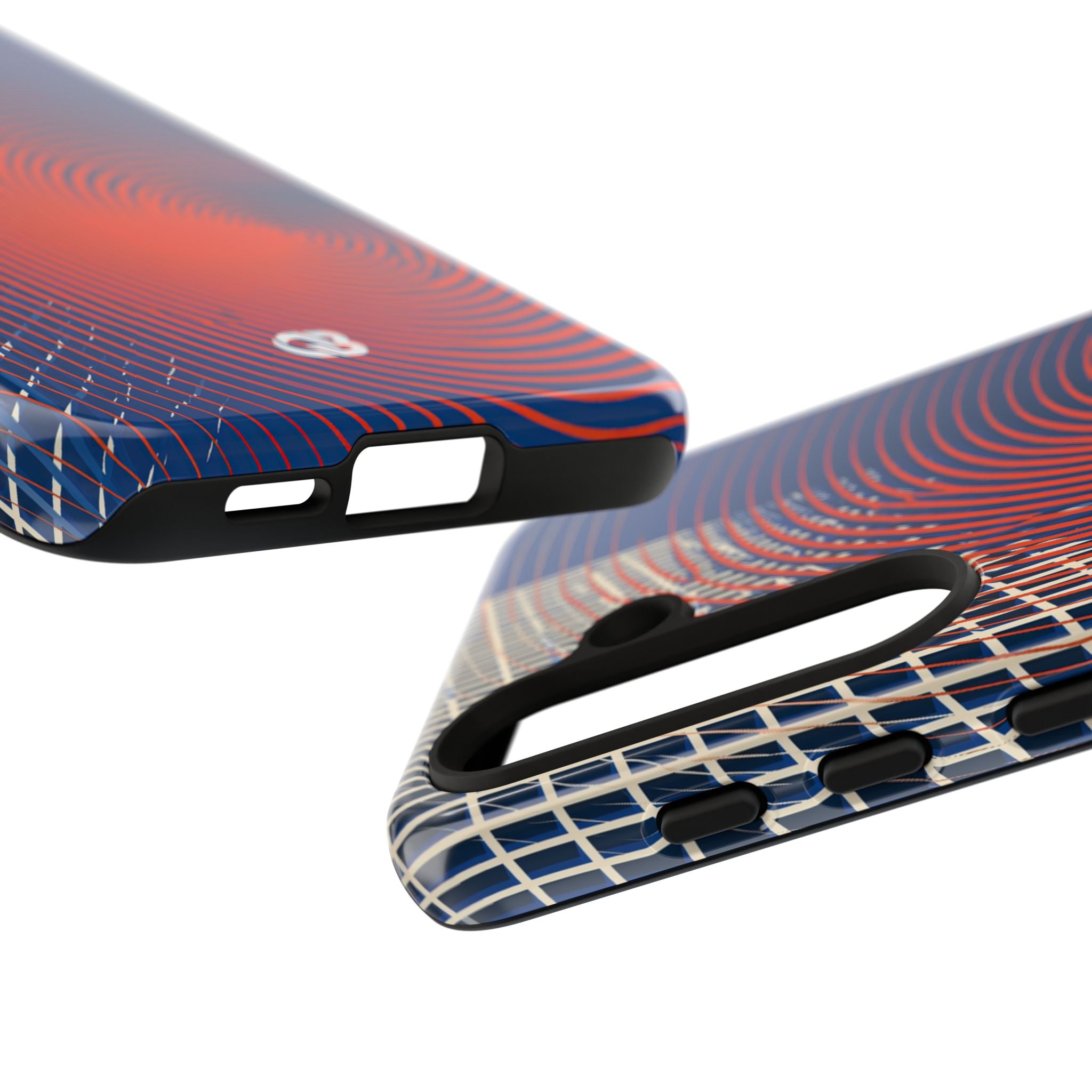 Blue Tough Phone Case for Samsung - Orange Orbit Grid