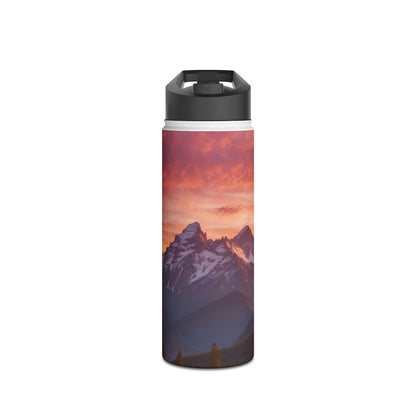 Mountain Bloom Twilight - Stainless Steel Water Bottle