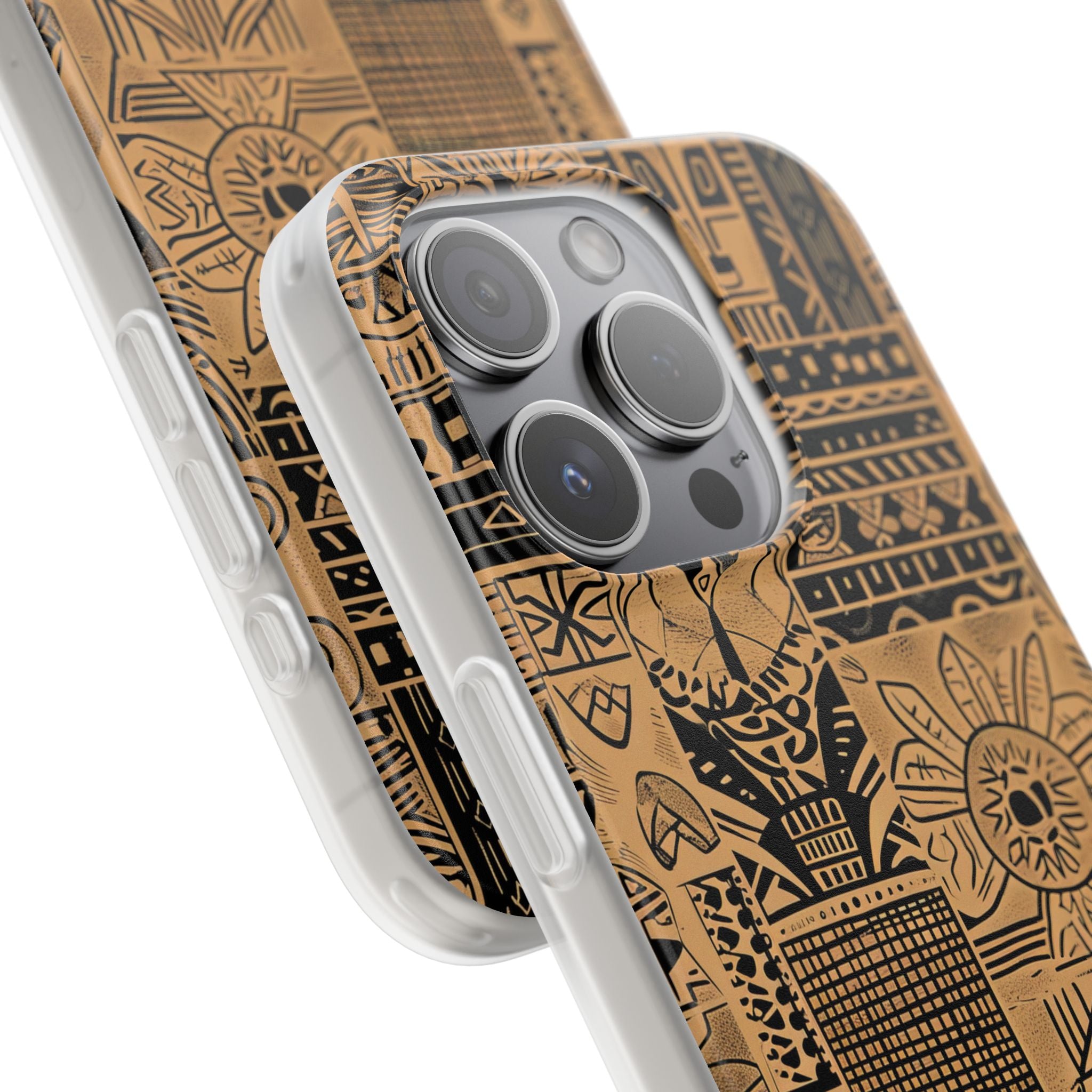 Tribal Faces iPhone 15 Pro Cover - Soft