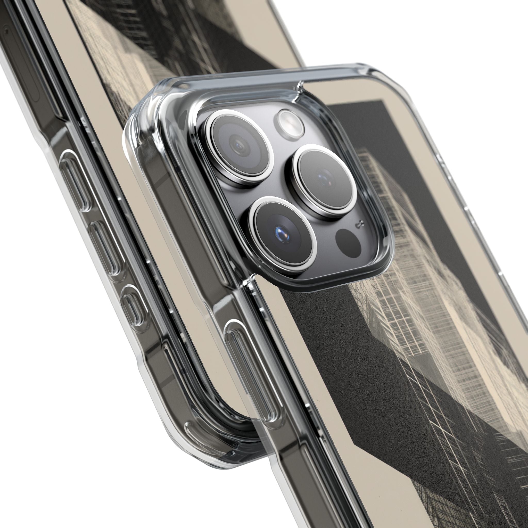 Beige Impact MagSafe Phone Case for iPhone - Monolith Urban Grid