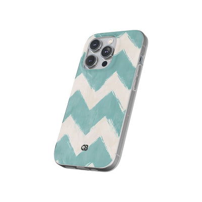 Teal Painted Chevron · Soft Phone Case for iPhone