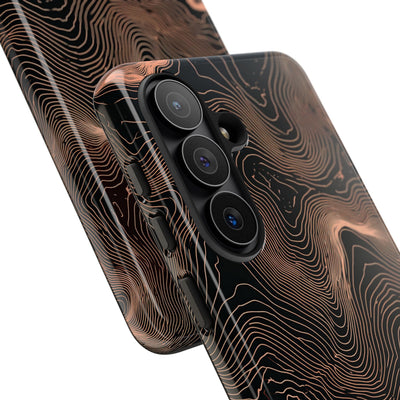 Orange Tough Phone Case for Samsung - Salmon Ridge Topo