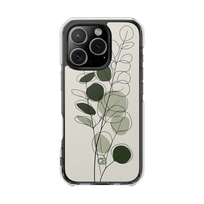 Green Impact MagSafe Phone Case for iPhone - Muted Eucalyptus Sketch
