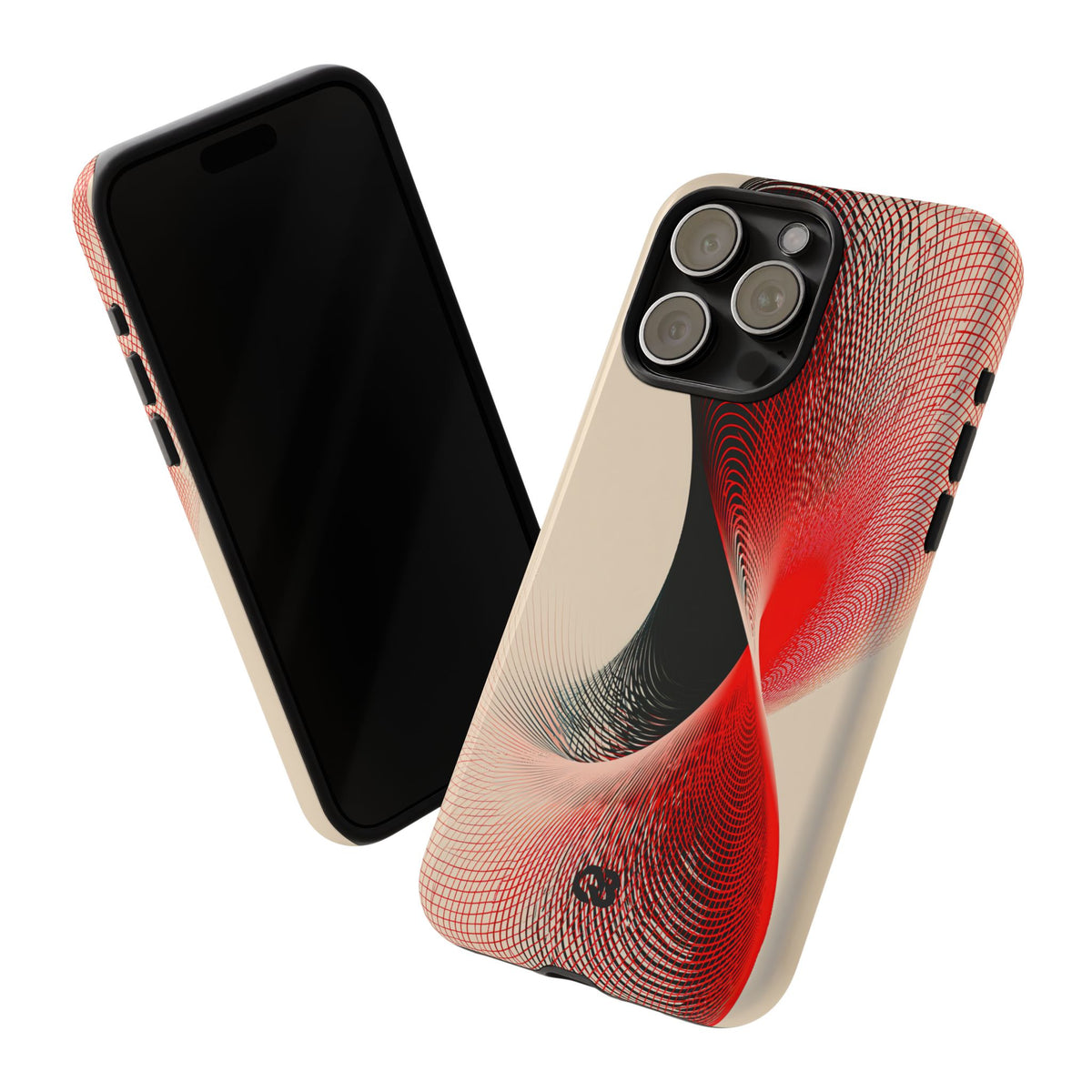 Red Tough Phone Case for iPhone - Scarlet Wireframe Helix