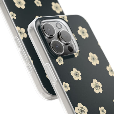 Teal Lite Phone Case for iPhone - Obsidian Cream Petals