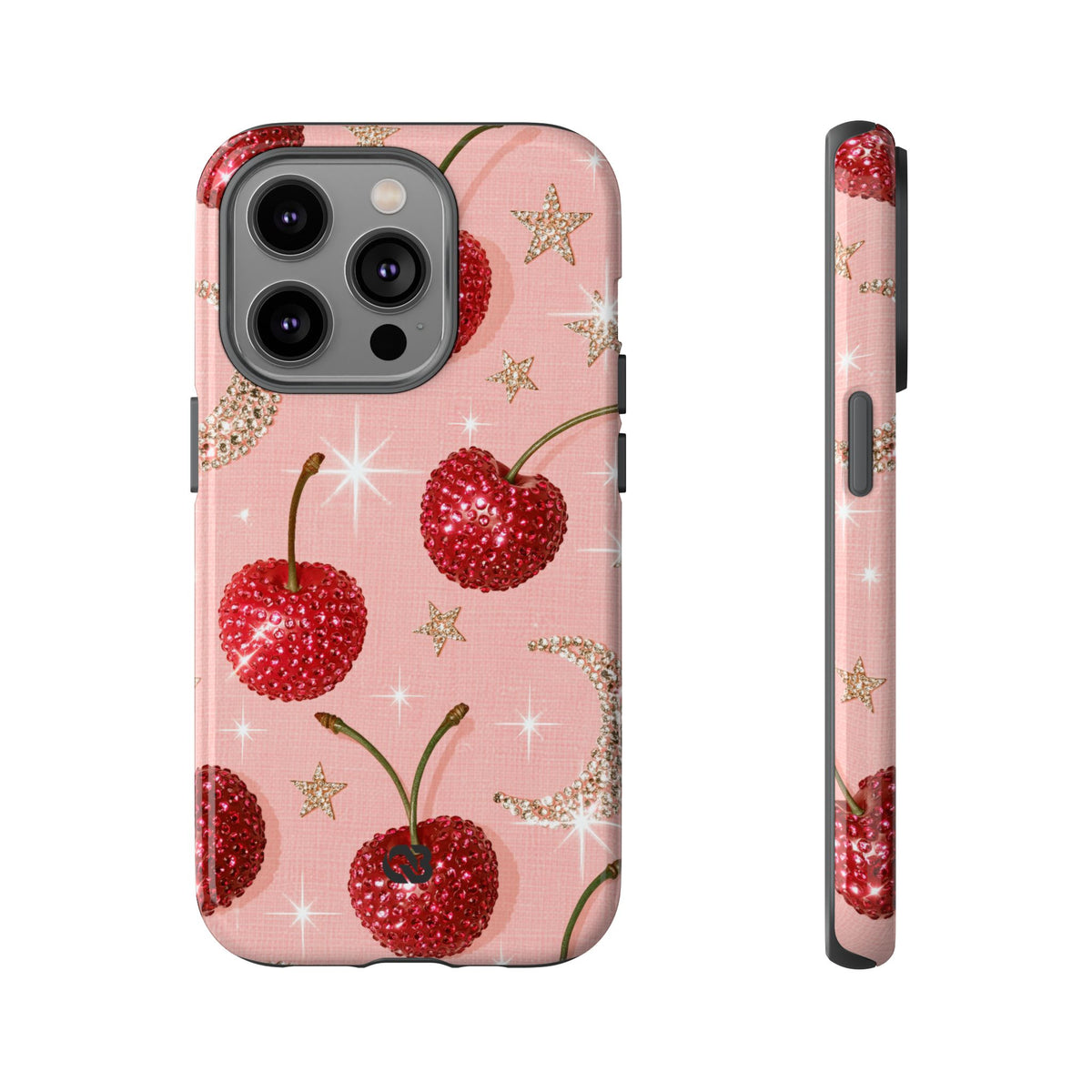Bedazzled Ruby Cherries · Tough Phone Case for iPhone · Pink