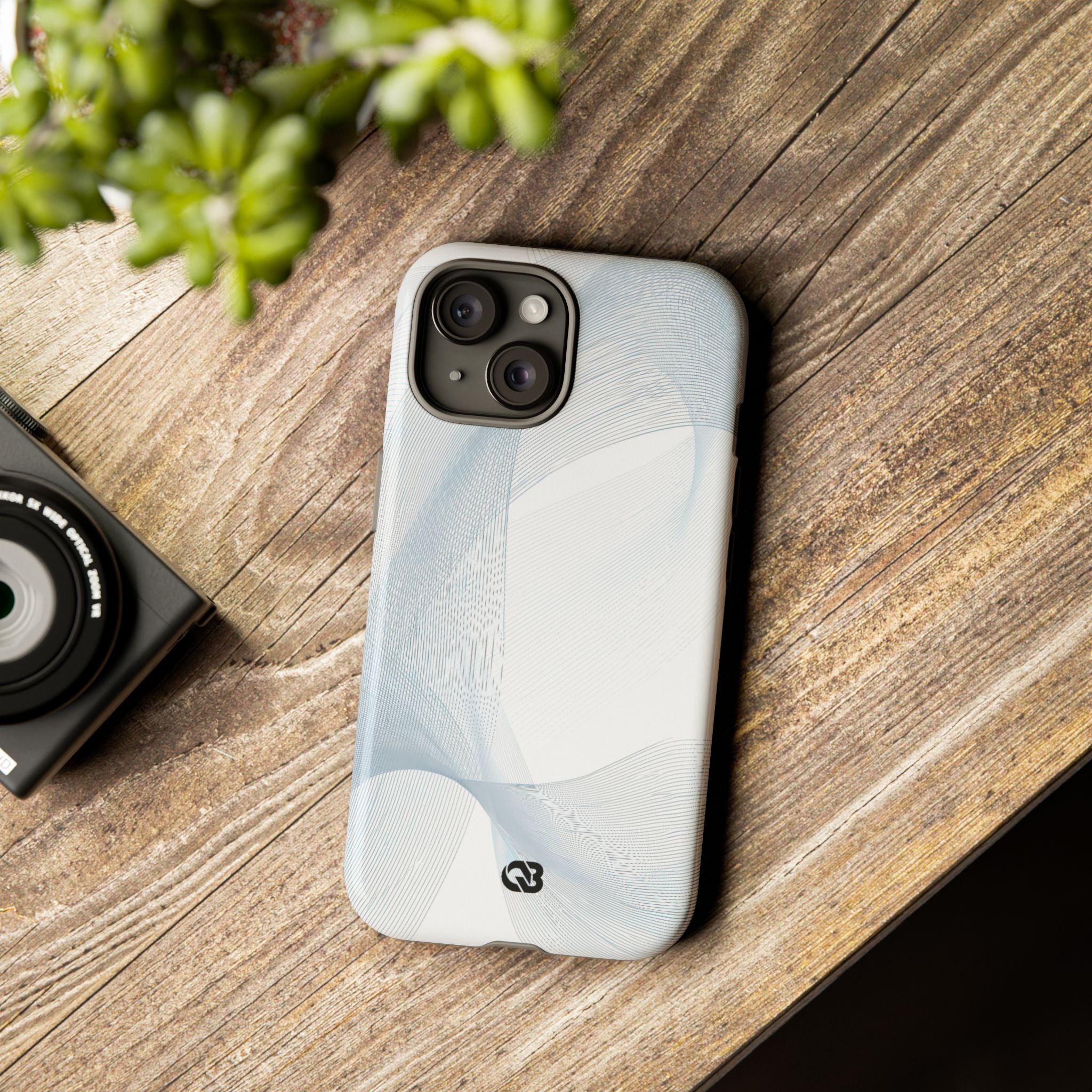 White Tough Phone Case for iPhone - Arctic Line Current