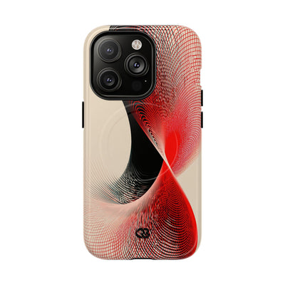 Red Tough 2.0 Magsafe Phone Case for iPhone - Crimson Grid Vortex