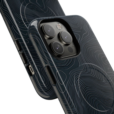 Black Tough 2.0 Magsafe Phone Case for iPhone - Obsidian Ridge Topo